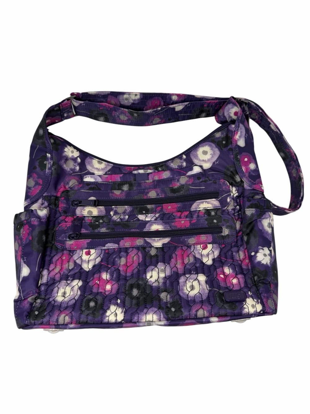 Lug Camper Crossbody Bag Shibori Purple Floral Pattern Quilted Travel